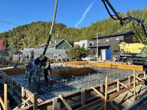 掛川市Y様邸スラブコクリート打設