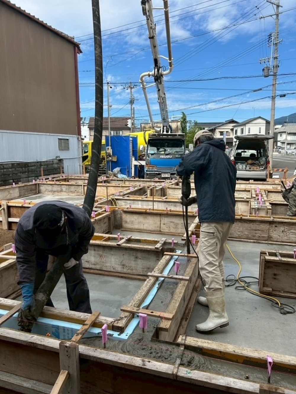 沓谷K様邸立上りコンクリート打設